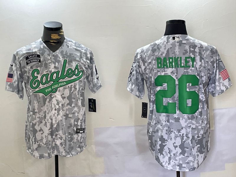 Men Philadelphia Eagles #26 Barkley Nike Arctic Camo 2024 Salute to Service Limited NFL Jersey style 6